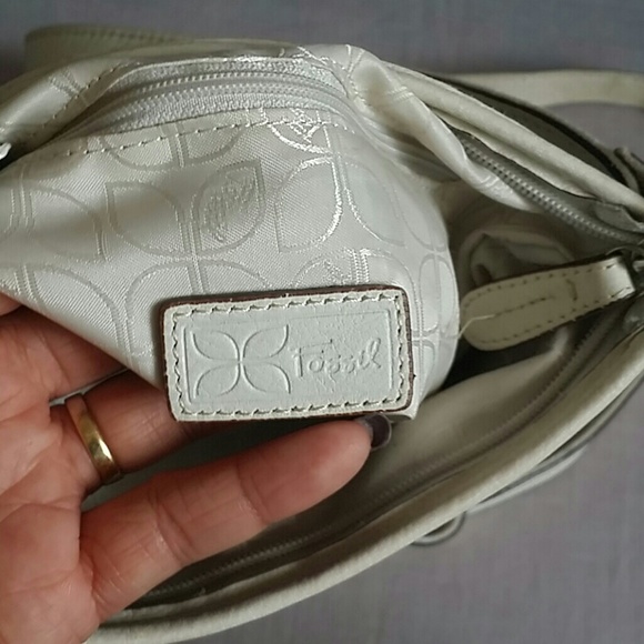 Fossil Sling Bag Leather White-off Leather 9x9.5" - Picture 6 of 6